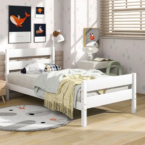NicBex Twin Size Wood Platform Bed Frame with Headboard and Footboard - 1 of 4