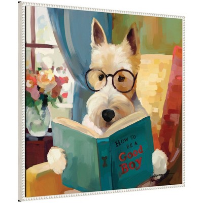 Kate & Laurel All Things Decor 30"x30" Sylvie How To Be A Good Boy Framed Canvas by Mary Sparrow Beaded White