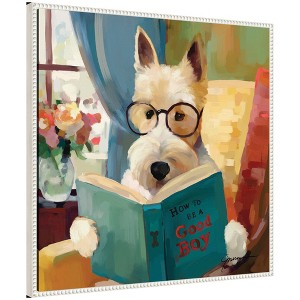 Kate & Laurel All Things Decor 30"x30" Sylvie How To Be A Good Boy Framed Canvas by Mary Sparrow Beaded White - 1 of 4