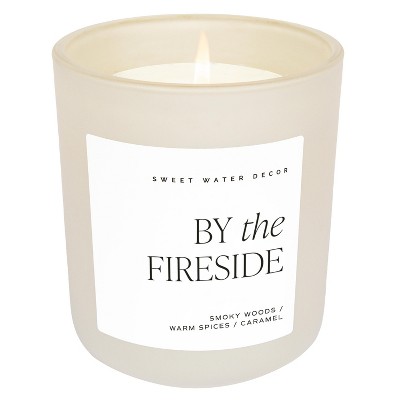 Sweet Water Decor By the Fireside 15oz Tan Matte Jar Soy Candle