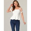 INSPIRE CHIC Women's Square Neck Mesh Sheer Short Sleeve Peplum Tops - 2 of 4