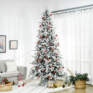 Whisen 9FT Pine Snow Flocked Artificial Christmas Tree with 616 Realistic Cedar Branches, Auto Open - Green - 1 of 4
