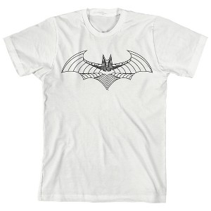 Batman Bat Symbol Line Art White T-Shirt Toddler Boy to Youth Boy - 1 of 3