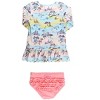 RuffleButts Girls UPF50+ Sun Protected Scallop Hem Long Sleeve Rash Guard Bikini - 2 of 4