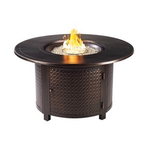 44" Round Aluminum 55000 BTUs Propane Casual Fire Table with 2 Covers - Oakland Living
 - 1 of 4