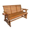 Fortune Candy 3 Person Wooden Patio Glider with Cup Holders, Black - 2 of 4