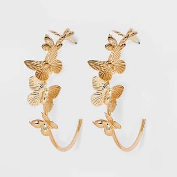 Butterfly Cubic Zirconia Hoop Earrings - Wild Fable™ Gold