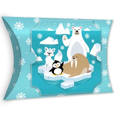 Big Dot of Happiness Arctic Polar Animals - Favor Gift Boxes - Winter Baby Shower or Birthday Party Large Pillow Boxes - Set of 12