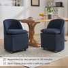 Set of 2 Chenille Fabric Dining Chairs With Universal Wheels,Beige - 2 of 4