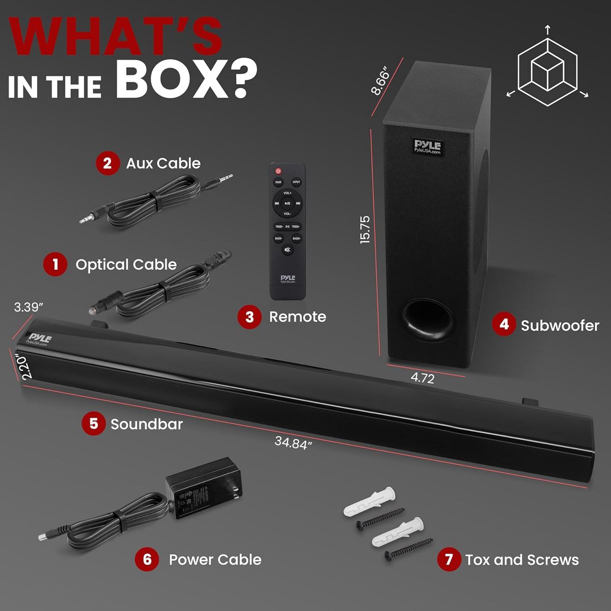 Pyle Wave Base Bluetooth Tabletop Soundbar Digital Speaker System with Remote Control - thumbnail 7