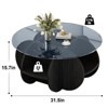 Dolorm 31.5 " 2-Tier Circular Coffee Table, Tempered Glass Coffee Table, Wooden MDF Frame, with 4 Open Compartments,for in the Living Room - 3 of 4