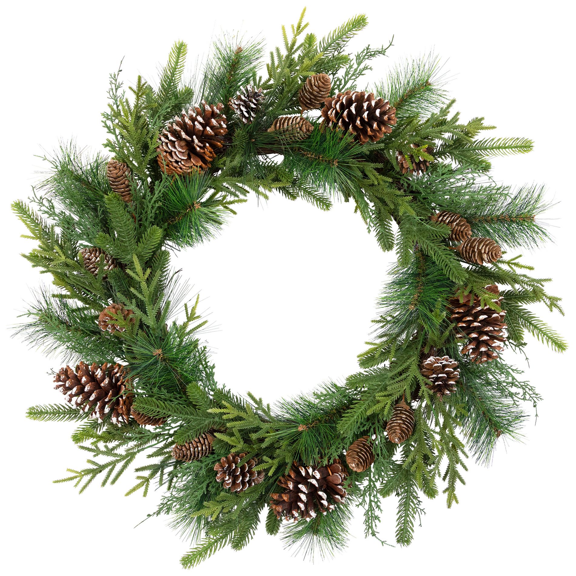 Northlight Mixed Birch and Cedar Iced Pinecone Artificial Christmas Wreath - 28" - Unlit