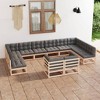 vidaXL Patio Lounge Set with Cushions Solid Pinewood - Natural With Cushions - 2 of 4