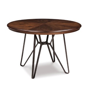 30.5" Centiar Round Dining Room Counter Table Brown - Signature Design by Ashley: Mid-Century Style, Metal Base, Seats 4 - 1 of 4