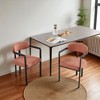 Modern Boucle Upholstered Dining Chairs Set of 2 with Curved Backrest and Sturdy Black Metal Legs for Kitchen, Dining Room, or Lounge Seating - 4 of 4