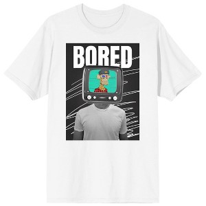 Bored Of Directors TV Head Crew Neck Short Sleeve Men's White T-shirt - 1 of 2