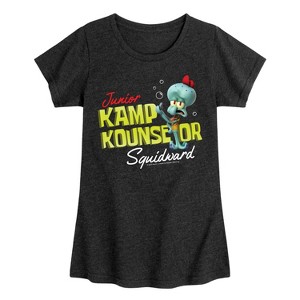 Girls' - SpongeBob SquarePants - Kamp Koral Kamp Kounselor Squidward Fitted Short Sleeve Graphic T-Shirt - 1 of 4
