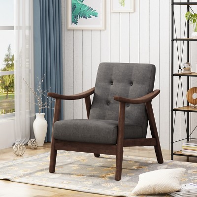 Modern Accent Armchair, Upholstered Modern Chairs With High Back, Mid-Century Comfy Lounge Arm Chair With Wood Frame & Soft Cushion For Bedroom