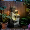 Outsunny 33.5" Outdoor Water Fountain, 4-Tier Floor Standing Resin Cascading Bowls Waterfall Fountain with LED Lights, Pump - 2 of 4