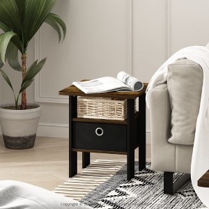 Furinno 1PC Modern Bedside End Table Nightstand Accent Sofa Side Table W/Removable Drawer & Open Storage Shelf,Amber Pine/Brown - 1 of 4