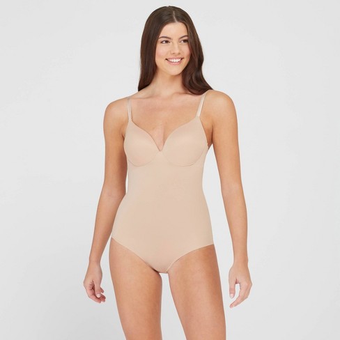 ASSETS by SPANX Women's Flawless Finish Shaping Micro Low Back Cupped  Bodysuit Shapewear - Neutral 1X