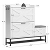 AZL1 Life Concept Shoe Rack Shoe Cabinet Entry Home with Storage Bench 2 Concealed Compartments Narrow Design for Entrance, White, 54"*21"*7" - 3 of 4