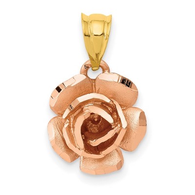 Black Bow Jewelry 14k Rose and Yellow Gold 12mm Rosebud Pendant