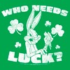 Juniors Womens Looney Tunes St. Patrick's Day Bugs Bunny Who Needs Luck? T-Shirt - 2 of 4