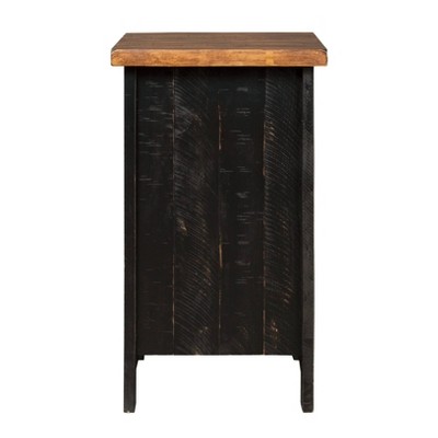 Valebeck Black and Brown Rustic Wood Metal Storage End Table