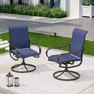 Captiva Designs Outdoor Dining Breathable Quick-dry Sling Steel Chairs with 360 Degree Swivel