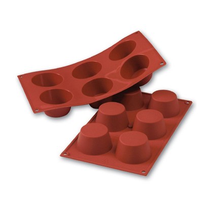 Silikomart Flexible Silicone Non-Stick Muffin Bakeware Mold 3.38 Oz, 2.72" Dia. x 1.38" High, 6 Cavities