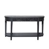 HDZNVF 59.2in Black Carved Wooden Console Table with Lower Storage Shelf and Tow Drawers - 4 of 4