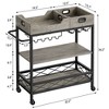 Acekool Bar Cart for Home, 3 Tier Rolling Cart with Removable Tray, Brown Gray Metal Frame, Serving Storage Shelves for Kitchen Dining - 2 of 4