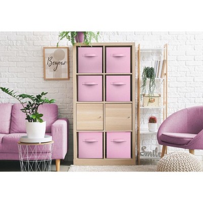 Pastel Pink 11 Inch Foldable Fabric Storage Cubes - Set of 6