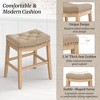 Arceso Bar Stools Set of 4,24 Inch Fabric Counter Height Bar Stools, Saddle Barstools for Kitchen Island with Nailhead Trim Tufted Button, Wheat Color - 3 of 4
