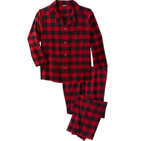 Kingsize Men's Big & Tall Plaid Flannel Pajama Set - Tall - L, Red