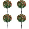 Set of 2 Artificial Topiary Ball Trees with Metal Stakes, 35.4" UV-Resistant PE Fake Plants with Camellia Flowers for Indoor/Outdoor - 2 of 4