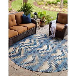 Unique Loom    Outdoor Modern Aztec Area Rug - 1 of 4