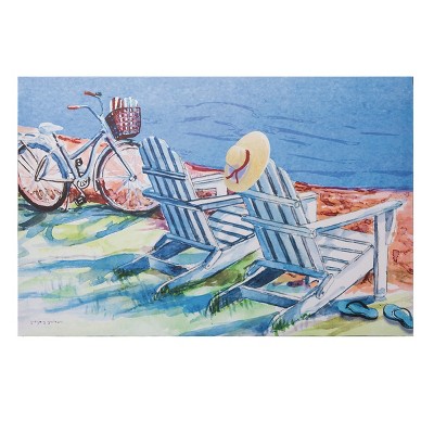 Beachcombers Beach Chairs And Bicycle Wall Art 15.75 x 23.62 x 1.38 Inches.