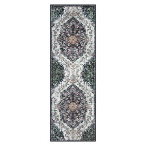 Machine Washable Floral Rugs for Living Room Bedroom, Soft Non Slip Throw Carpet for Kitchen Dining Room, Ultra Thin Floor Cover - 1 of 4