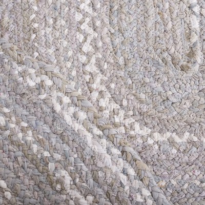 Handmade Light Gray Braided Cotton Oval Area Rug