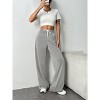 Clearlove Wide Leg Sweat Pants for Womens High Waisted Baggy Sweatpants Casual Drawstring Workout Pants with Pockets,Light Gray,M - 2 of 4