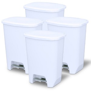Glad Kitchen Trash Can with Lid and Garbage Bag Rings, 20 Gal, White, 4 Pack - 1 of 1
