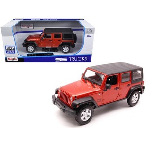 2015 Jeep Wrangler Unlimited Orange with Black Top 1/24 Diecast Model Car by Maisto - 1 of 3