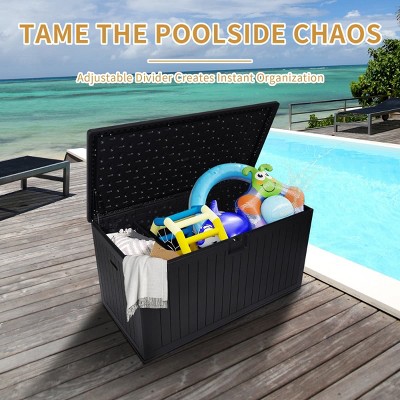 260 Gallon Large Deck Box with Lockable Lid Waterproof Outdoor Storage for Patio Cushions Pool Supplies Garden Tools and Accessories-Maison Boucle