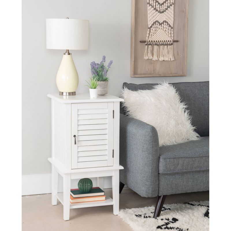 15.75&#34; Damien Farmhouse Square Wood Shutter Door Side Accent End Cabinet Table White - Powell, 5 of 9