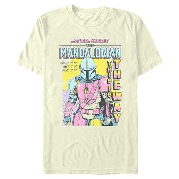 Men's Star Wars: The Mandalorian Din Djarin Colorful Comic Book Cover T-Shirt
