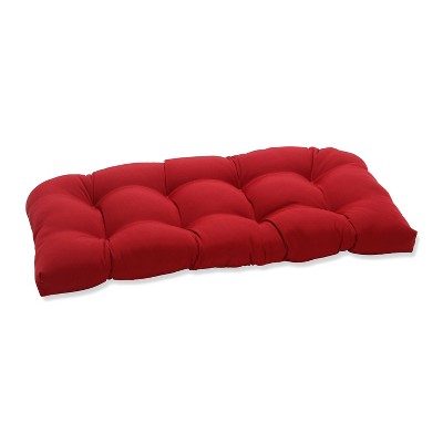 Outdoor Bench/Loveseat/Swing Cushion - Red - Pillow Perfect: Weather-Resistant, Fade-Resistant, Tufted Polyester Fiber Fill