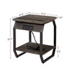 Set of 2 Dark Grey End Tables Side Table with Charging Station for Living Room, Bedroom - image 3 of 4