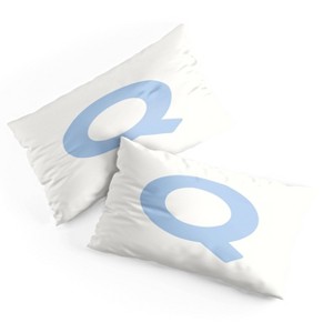 Deny Designs King April Lane Art Block Blue Monogram Q Microfiber Printed Pillow Sham - 1 of 3